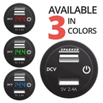 Voltmeter Dual Port USB Charger with Onboard Touch Switch