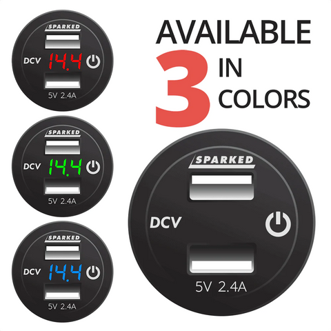 Voltmeter Dual Port USB Charger with Onboard Touch Switch